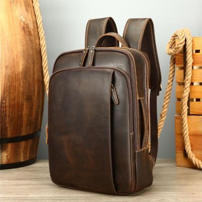 Mad Horse Leather Men's Backpack Premium Genuine Leather Vintage Bag Large Capacity Computer Travel Backpack