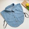 Denim Blue Fake Collar Solid Color Women Detachable Shirt Collar Spring Simple Turtleneck Dickie For Inner Clothe 38*35cm