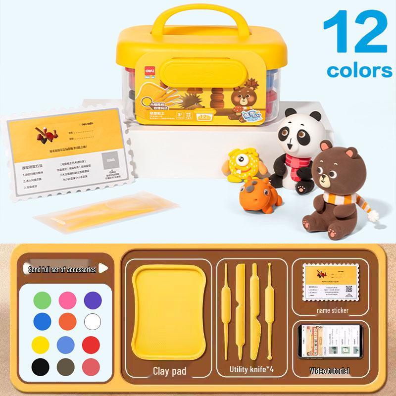 Deli Ultra-Light Colored Clay for Kids - 12, 24, or 36 Colors Modeling Clay Set for Kindergarten & Creative Play