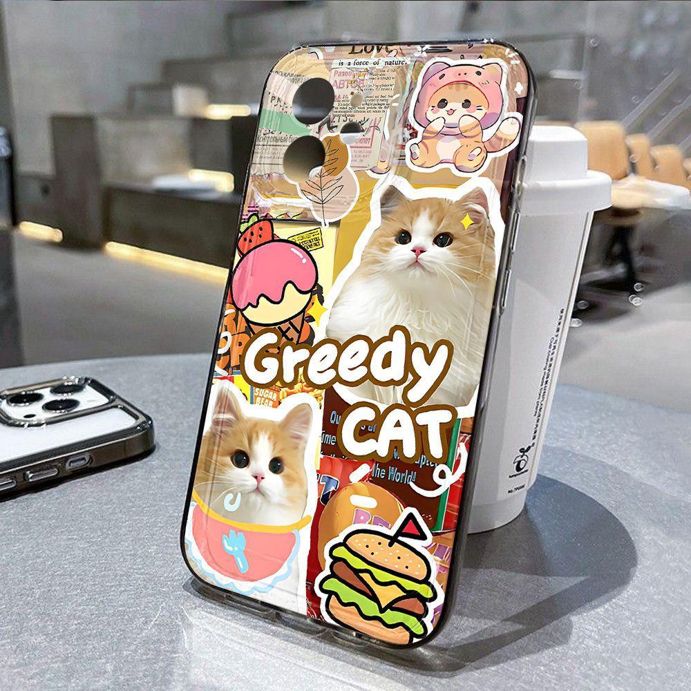 Hamburger Cat Is Suitable for iPhone17promax Mobile Phone Case Apple 15 Transparent 16/14 Fine Hole 13 Anti-drop.
