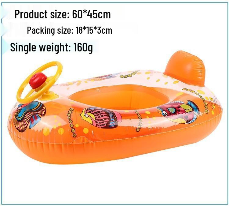 Large Toddler Boat-Themed Swimming Ring with Canopy & Steering Wheel