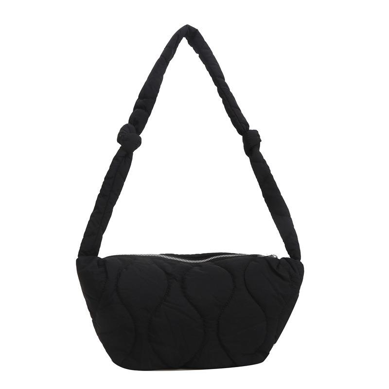 Tide Bag Women's New Niche Design Shoulder Messenger Bag Down Bag Large Capacity Embroidery Thread Dumpling Bag