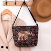 Yogodlns Ethnic Style Handbag Embroidery Elephant Canvas Women Shoulder Bags Grocery Storage Pouch Large Capacity Crossbody Bag