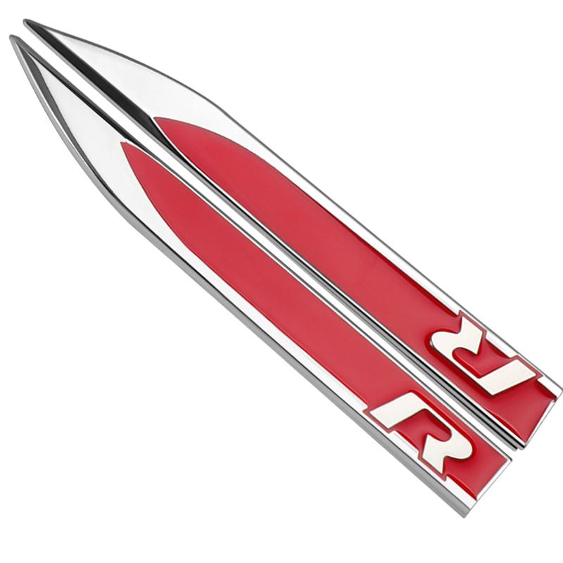 1 Pair 3D Metal R Logo Emblem Car Body Stickers Decals For VW Golf 3 4 5 8 Polo MK8 GTI GTD R Tiguan Mk7 Jetta Auto Accessories
