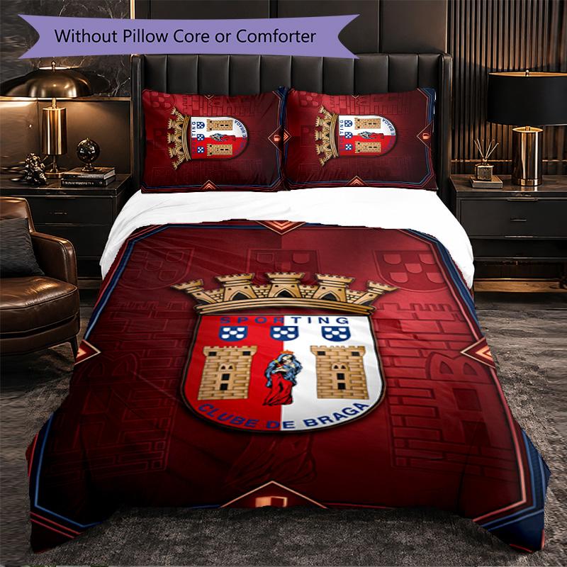 Braga FC Themed Bedding 3Pcs Duvet Cover Set Decorative Bed Linen For Teen Room Home Decoration