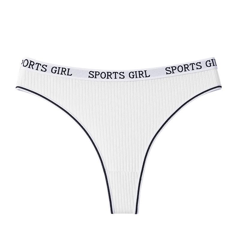 

Трусики-стринги женские с низкой посадкой, с резьбой, оверсайз, дышащие, спортивные, из чистого хлопка, треугольные, с принтом букв L белый