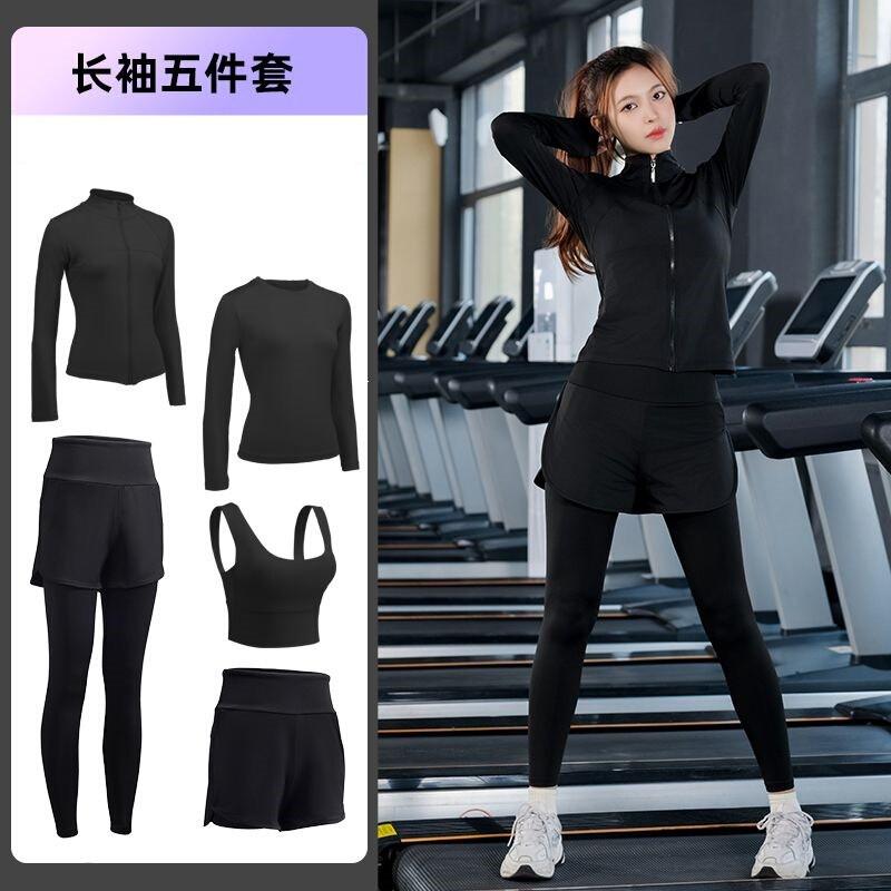 Womens Quick-Dry Sport Set Running Yoga Gym Workout 3-5 Piece Activewear With Shorts Or Pants