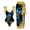 New One-piece Swimsuit Multi-color Printed Hip-wrapped Gauze Skirt Anti-light Two-piece Sunscreen Swimsuit