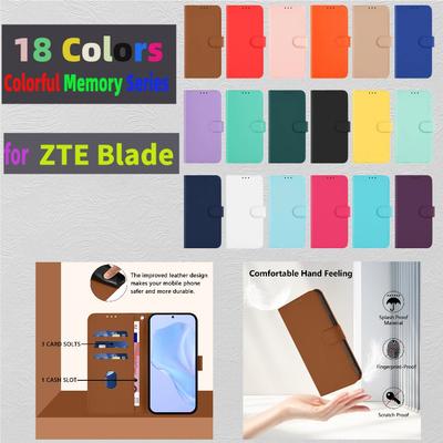 18 - Handy-Brieftasche aus PU-Leder in Farbe für ZTE-Serie.ZTE Axon 60,ZTE Blade A35,Blade A55,nubia Focus Pro,Blade V70,Blade V40s,Blade A73,Blade A52...