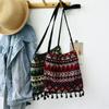 Ethnic Style Shoulder Bag Tassel Retro Artistic Crossbody Small Bag Bohemian Style Cloth Bag