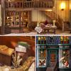 Spilay DIY Wooden Miniature Dollhouse Handmade Kit Furniture Set Interior Ornaments Housewarming Creative + LED Light, 3D Puzzle Toys for Kids,