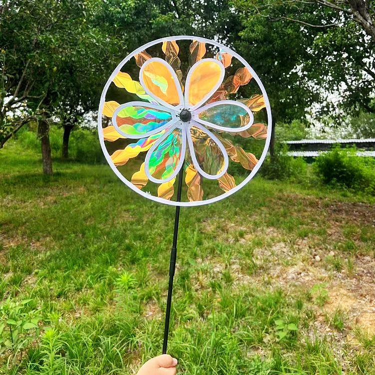 Large Color-Changing Laser Double-Layer Sunflower Pinwheel for Outdoor Scenic Areas and Street Stalls