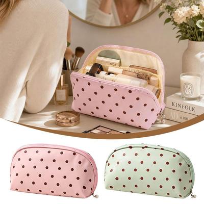 Water-Resistant Underwear Storage Bag Divided Compartments Polka Dot Lingerie Organizer Case Zipper Closure Bra Storage Case