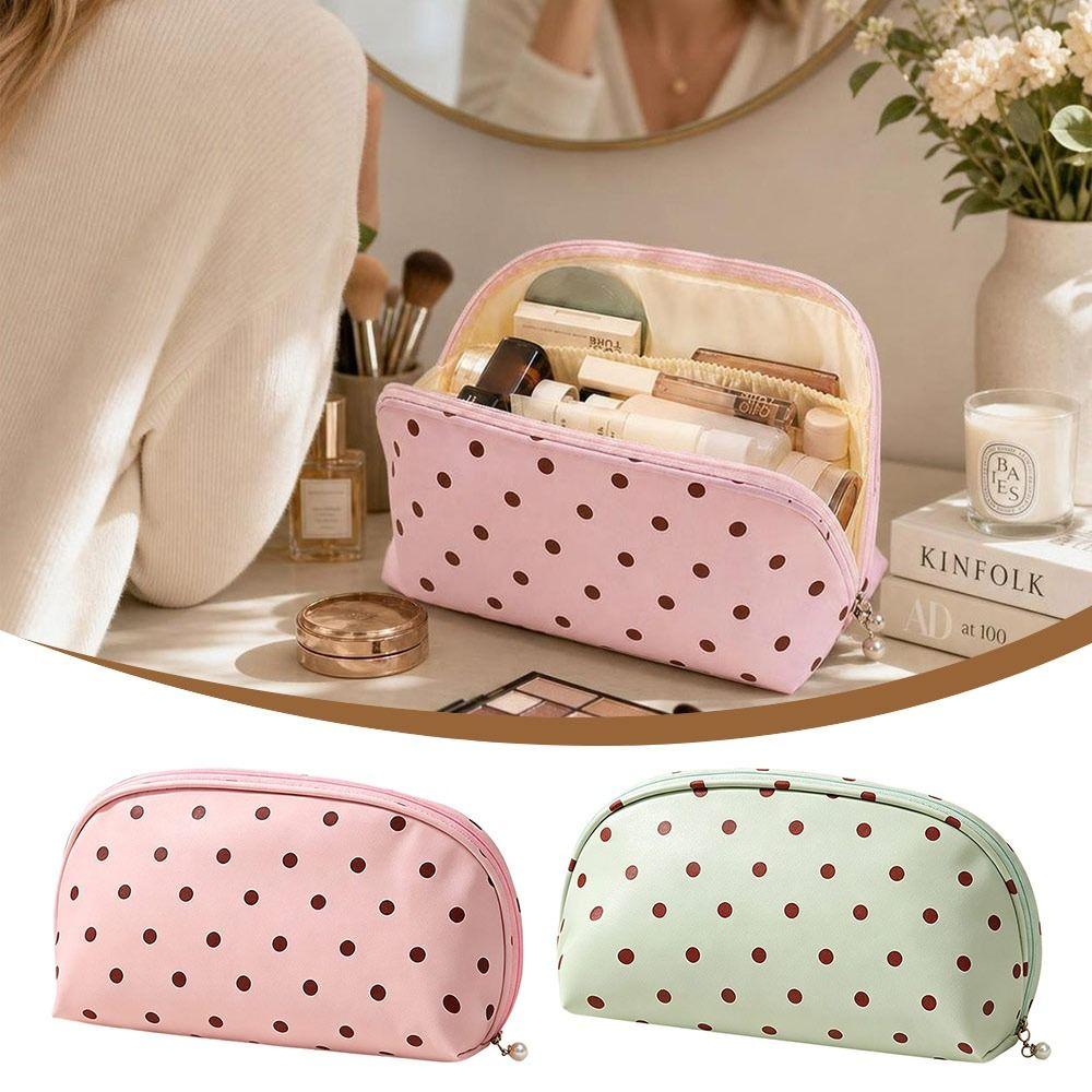 Water-Resistant Underwear Storage Bag Divided Compartments Polka Dot Lingerie Organizer Case Zipper Closure Bra Storage Case