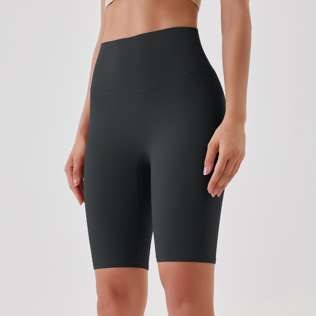 Women's Casual, Sexy And Comfortable Color Double-sided Brushed Tight High-waist Elastic Sports Fitness Five-point Yoga Pants