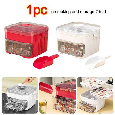 50-Cube Ice Maker with Easy Press Cap with Easy-press Lid Large Capacity Household Ice Storage Ice Box Food-grade Double-layer