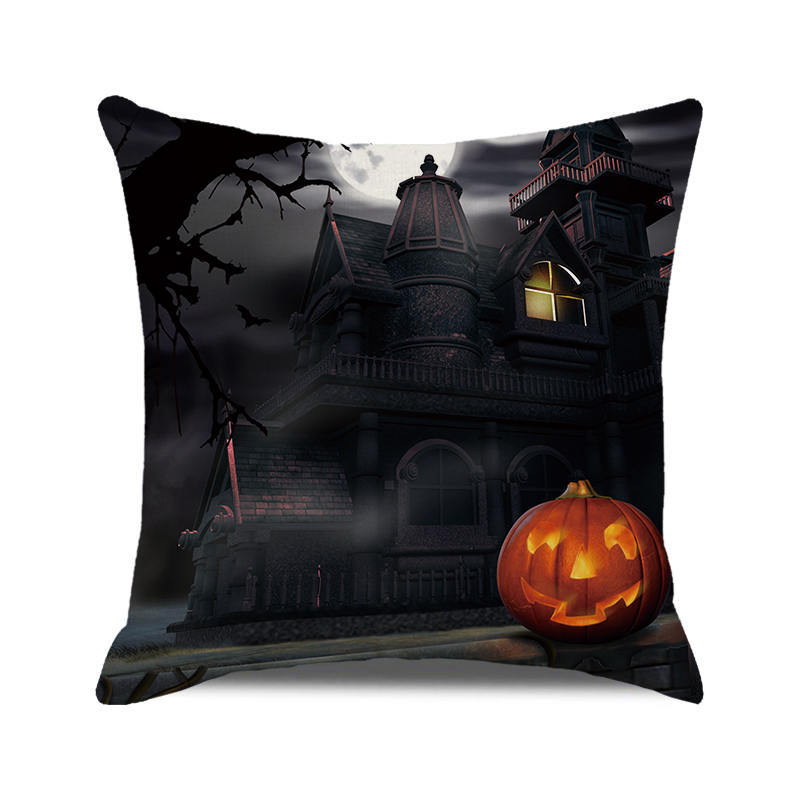Halloween colorful pumpkin devil Digital printing short plush pillow covers for car sofa office cushion cover home goods