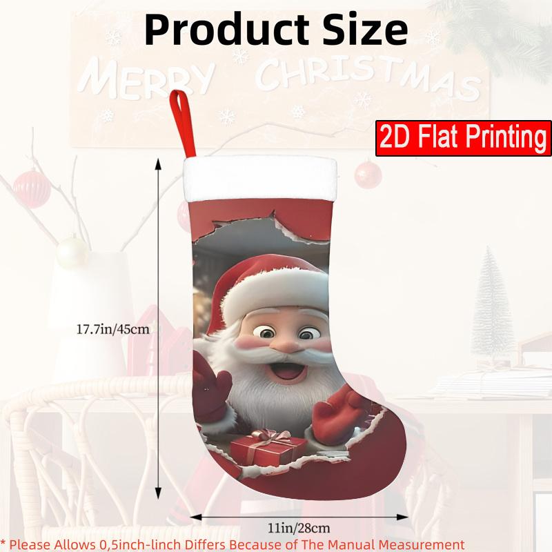 Christmas decoration fireplace hanging stocking1pc Peeking Santa Claus Pattern Christmas Gift Socks, Christmas