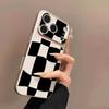 Black and White Plaid Is Suitable for iPhone17promax Mobile Phone Case Apple 16pro New 15pro Niche 14 Leather Pattern