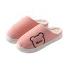 Side label bear head cotton slippers autumn and winter velvet couple leisure indoor home hair mop cotton shoes home