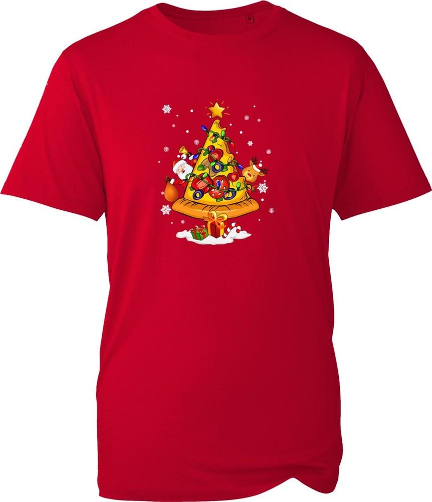 Merry Christmas Pizza Slice Xmas Tree Tshirt Funny Santa Food Lovers Xmas Top