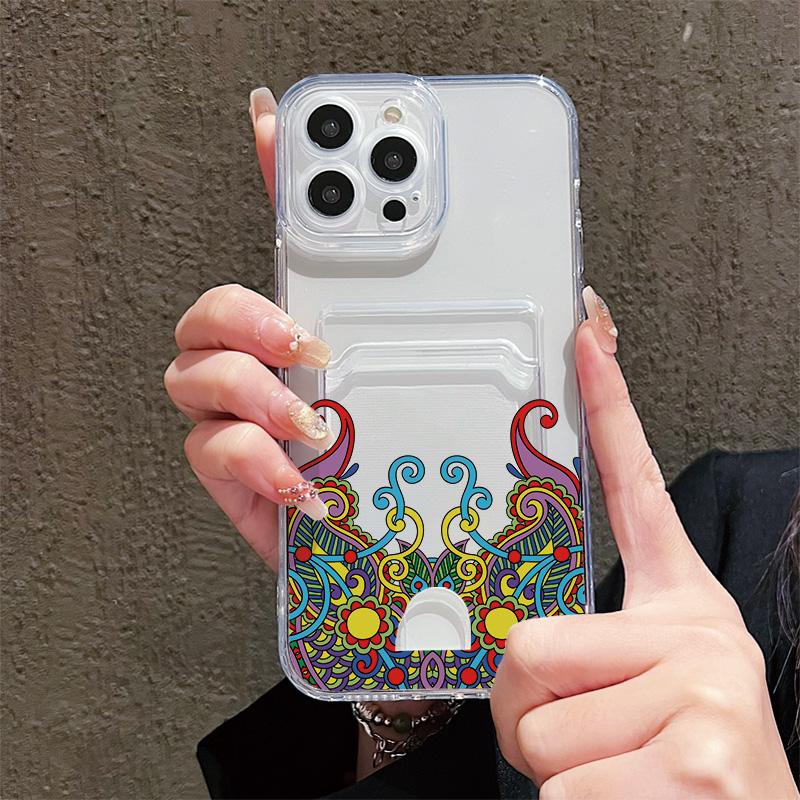 Card Slot Holder Silicone Wallet Pocket Case For Realme 10 C21 C21Y iPhone 14 16 15 Samsung A06 A16 A54 Infinix Note 30 Pro Cover Clear Phone Bumper