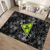 Biohazard Warning Symbol Black Gray Carpet with Skull Pattern Design Suitable for use as an anti-slip for living room bedroom sofas