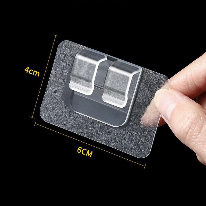 Multi-layer Adhesive Wall-Mount Storage Rack with Transparent Hooks for Bathroom