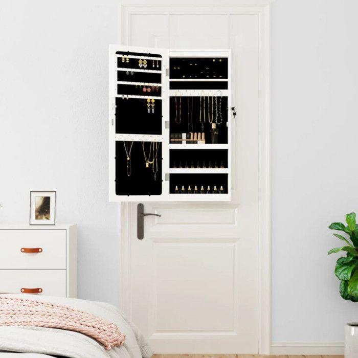 VidaXL Jewelry Cabinet with Mirror and LED Lighting Wall-Mounted White 353241