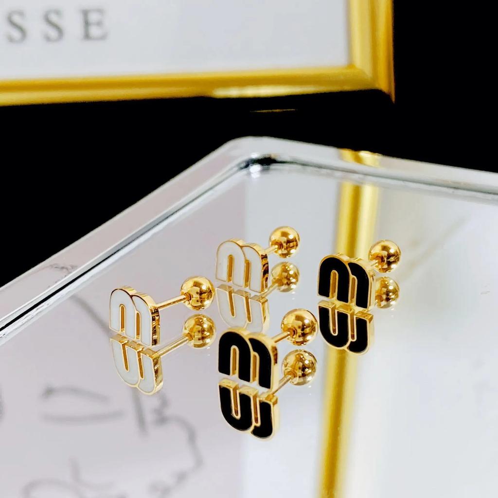 2Pcs Stainless Steel Letter M Stud Earrings for Women Fashion Brand Jewelry Delicate Cute Tiny Piercing Cartilage Earrings