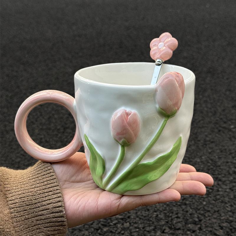 Koreanische Tulpenbecher für Mädchen Geburtstagsgeschenke Praktische Tassen für beste Freundin Souvenir Geschenkbox