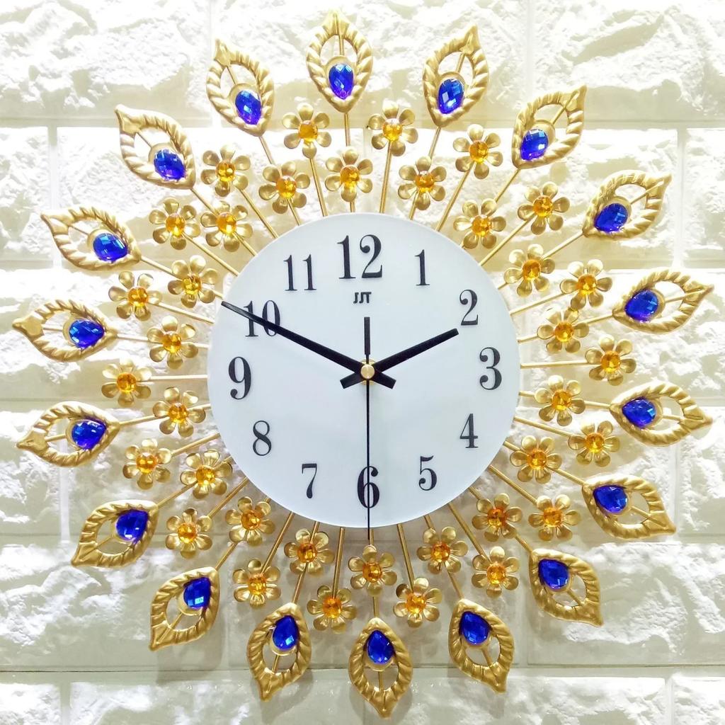 Rotundity Metal Wall Clock Home Living Room Dining Room Wall Mounted Decorate Golden Mute European Retro Style Wall Clock