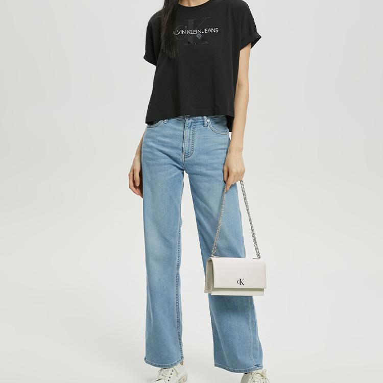 Calvin Klein Minimalist Metal Buckle Chain Flap Litchi Texture Underarm Bag Shoulder Bag Crossbody Bag Women Bags Off-white DH2806-111