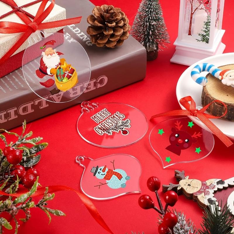 25PCS Clear Christmas Ornament Blanks Unbreakable Acrylic Hanging Decorations for Custom Holiday Crafts