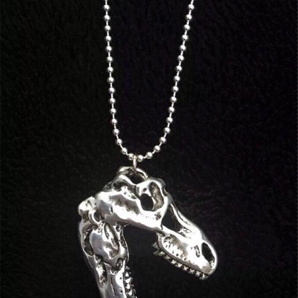 Persönlichkeit Punk Silber Farbe Stereo T. Rex Dinosaurierschädel Anhänger Halskette für Männer Frauen Hip-hop Rock Schmuck Zubehör Geschenke