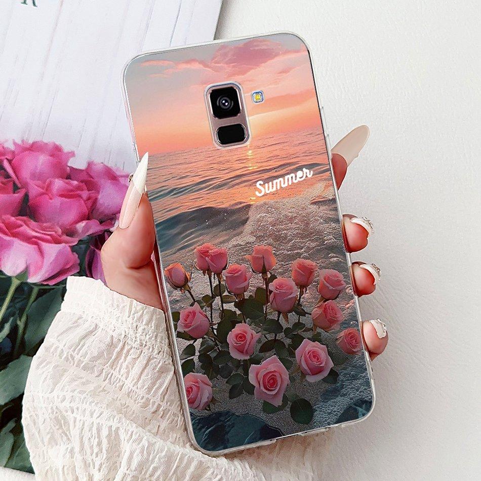 Phone Case For Samsung Galaxy A8+ (2018) SM-A730F / A8 (2018) SM-A530F Elegant Floral Butterfly Soft Silicone TPU Cases