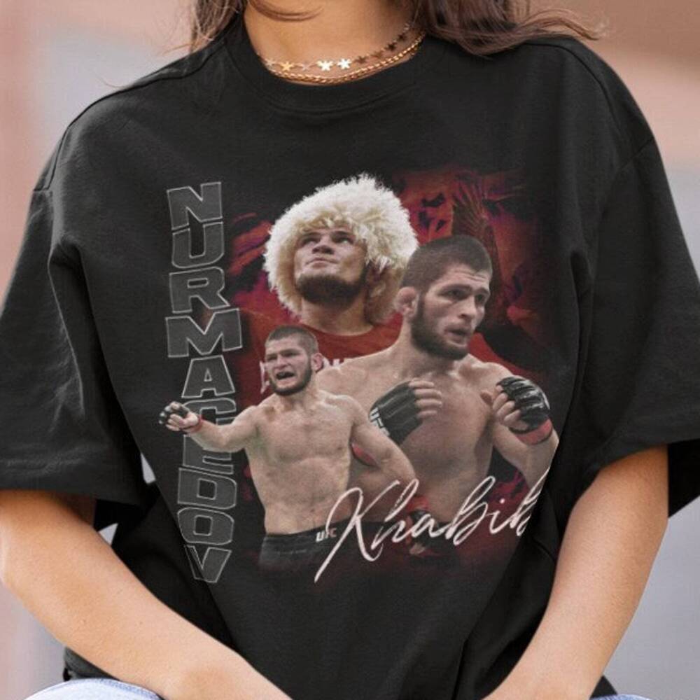 Хабиб Нурмагомедов Орел ММА Винтажная Ретро Графическая Коллажная Футболка 90-х Унисекс Футболка XXXXL