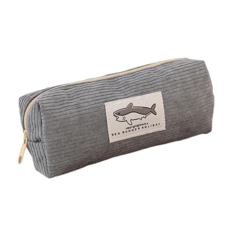 

Embroidery Pencil Case Pen Case Pencil Pouch Shark Pencil Bag Makeup Bag Desk Organizers for Student темно серый