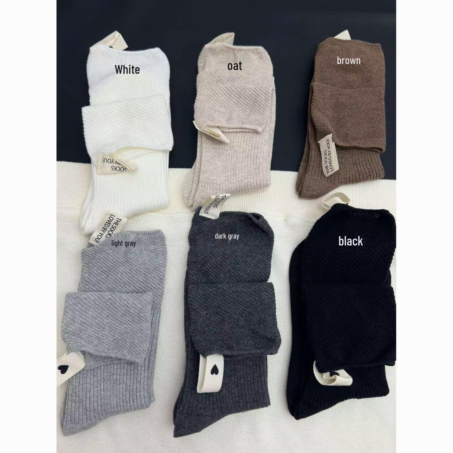 

Корейские расслабленные универсальные толстые вязаные гольфы до икры, вертикальная полоска, однотонные цвета для весны и осени One Size