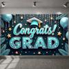 Graduation Ceremony Banner Colorful Balloons Congratulatory Display Grad Party Banner Congrats Lettering Grad Photo Background