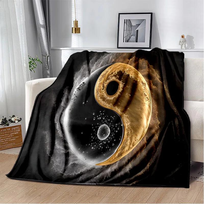 3D Naturalize Yin and Yang Chinese Tai Chi Blanket,Soft Throw Blanket for Home Bedroom Bed Sofa Travel Office Cover Blanket Kids