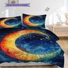 New Moon Pattern Bedding Quilt Set Quilt Cover Pillowcase Home Decoration Birthday Gift (1 * Duvet Cover + 2 * Pillowcase, Without Core)