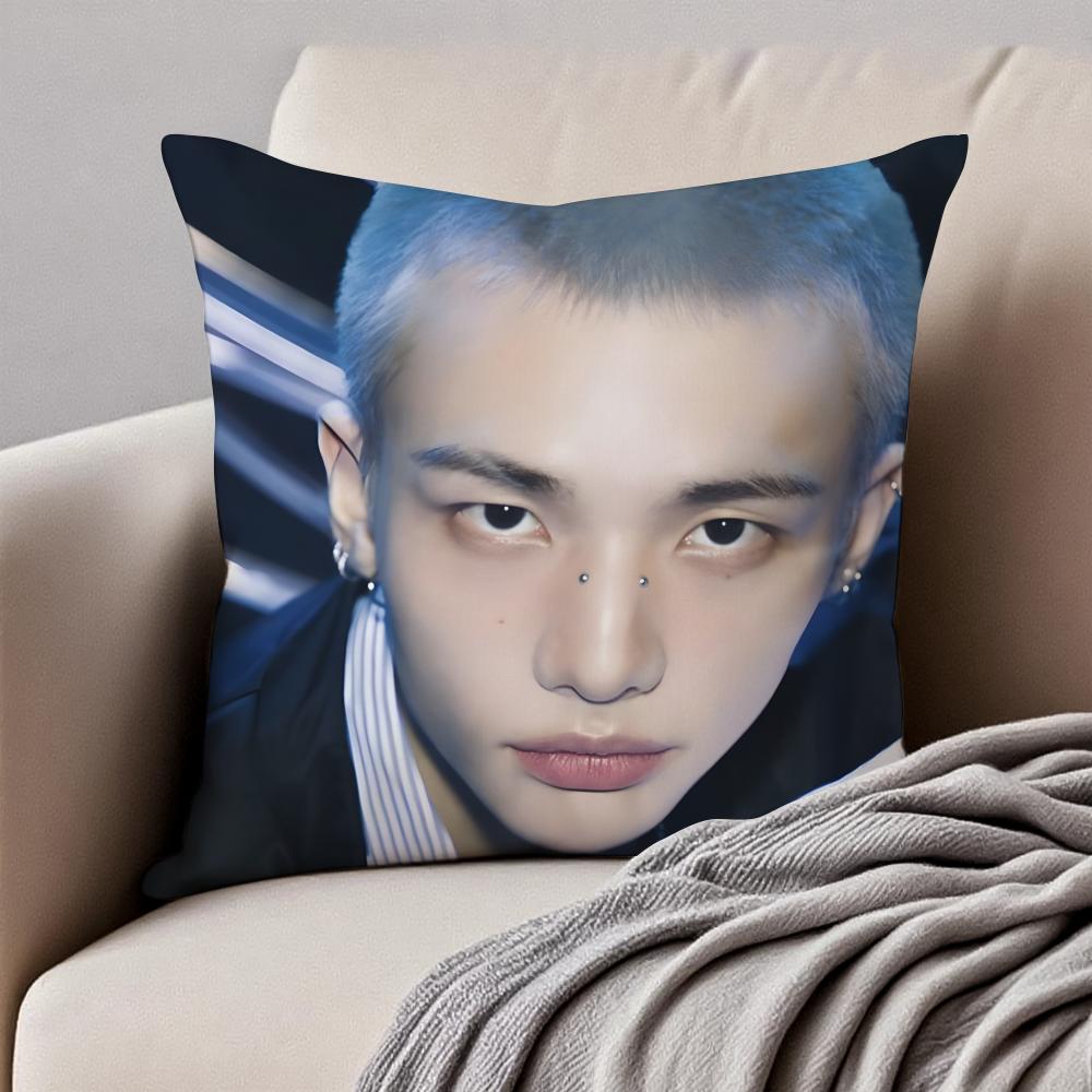 Handsome Kpop Idol HHwang HyunJin Cushion Cover Pillowcase Antidustmite Invisible Zipper Short Plush Sofa Cushion