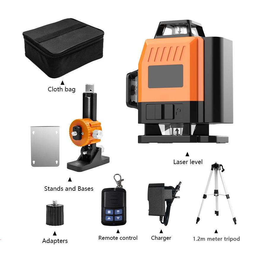 16-Line Green Laser Level for Indoor/Outdoor Use - Auto Line-Marking, Strong Light Visibility.