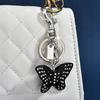 Keychain Pendant Rhinestones Inlaid Gradient Butterfly Shape Key Chain with Lobster Clasp Bag Charm Backpack Accessory