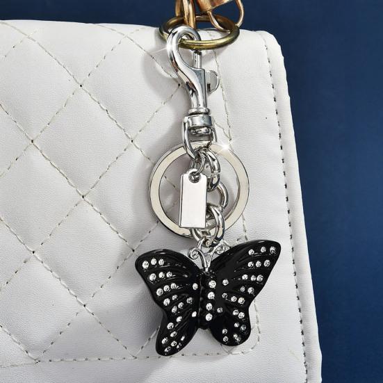 Keychain Pendant Rhinestones Inlaid Gradient Butterfly Shape Key Chain with Lobster Clasp Bag Charm Backpack Accessory