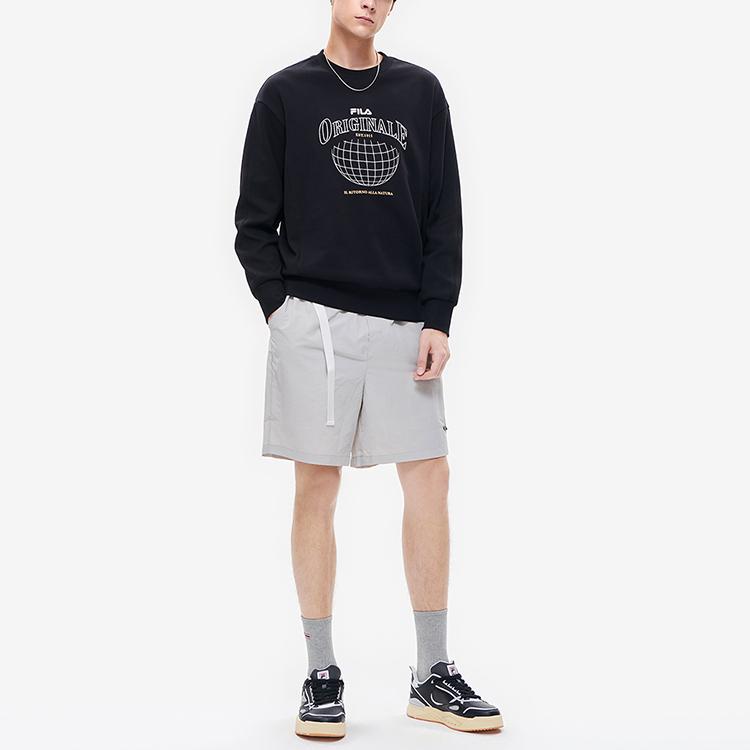 FILA Simple Loose Geometric Pattern Logo Letter Casual Comfortable Knit Pullover American Sweatshirt Men sweatshirt Black F11M239202FBK