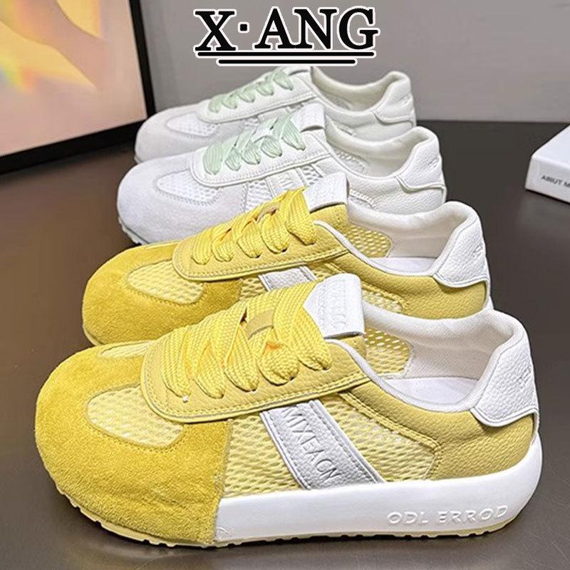 Cowhide version of German training shoes women's versatile mesh breathable little white shoes 2025 summer new casual sports shoes board shoes