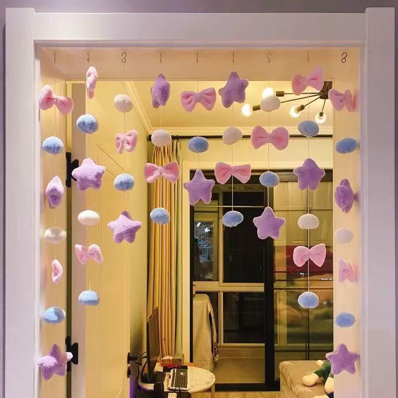 Children's Room Purple Planet 3D Door Curtain - No-Drill Hanging Wall Decoration