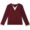Women's V-Neck Layered Long-Sleeve T-Shirt: New 2026 Spring Style, Regular Fit, Fashionable Base Layer.